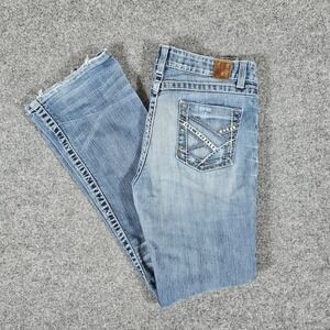 BKE Denim Sabrina Mid Rise Boot Medium Wash Jeans Women Tag 32x33 Act 31x31 Flaw